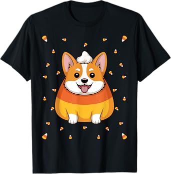 Candy Corn Cute Corgi Dog Spooky Halloween Men Women T-Shirt