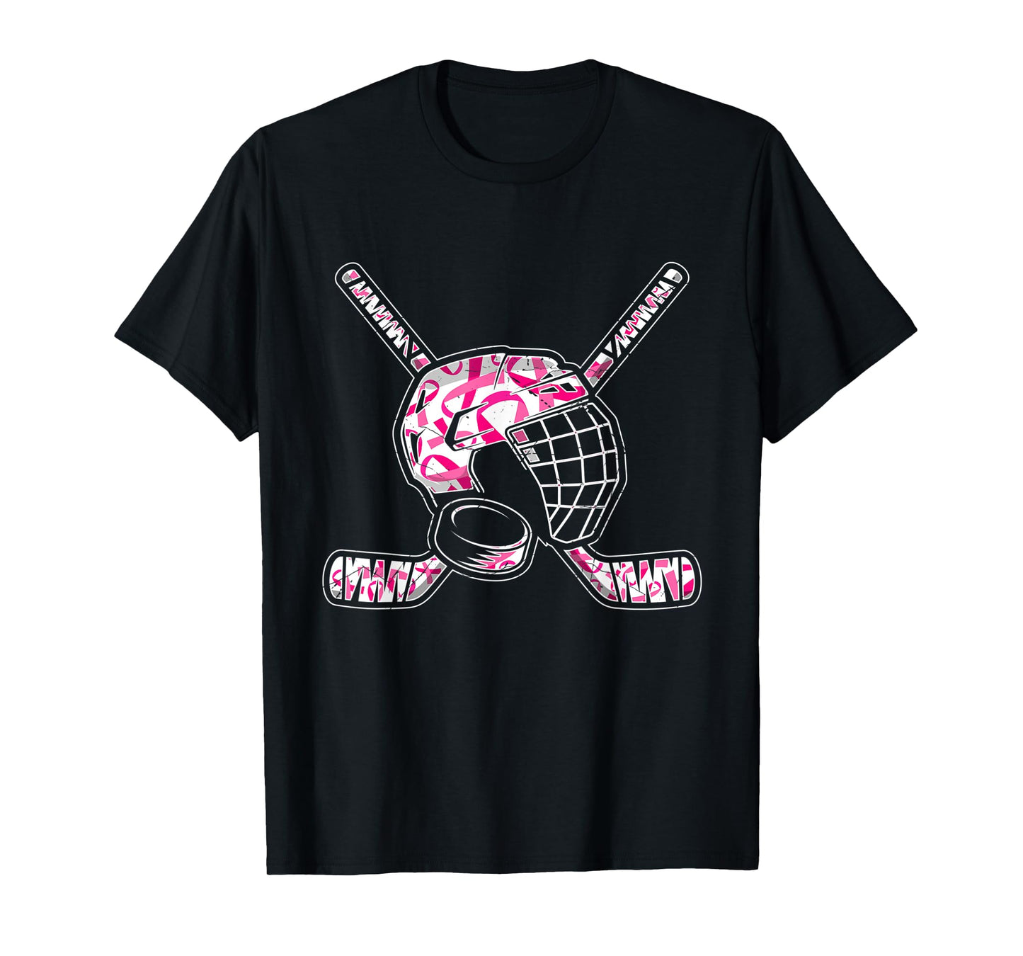 Pink Ribbon Hockey Breast Cancer Awareness Support Mom T-Shirt
