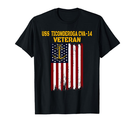 USS Ticonderoga CVA-14 Aircraft Carrier Veterans Day Fathers T-Shirt