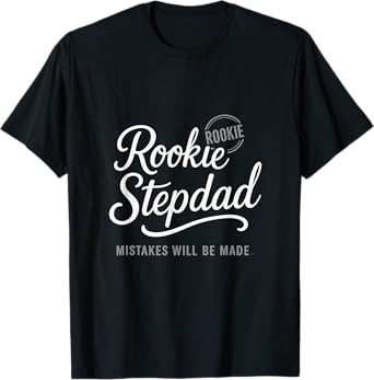Rookie Stepdad Whimsical Script White & Mint Stamp Print T-Shirt
