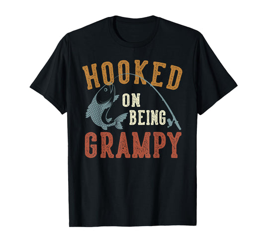 Hooked On Being Grampy Father's Day Fishing Grampy T-Shirt