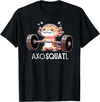 axolotl kawaii weightlifting fitness workout funny axosquatl T-Shirt