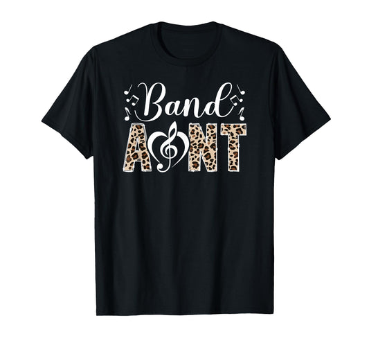 Marching Band Aunt Leopard Marching Band Auntie T-Shirt
