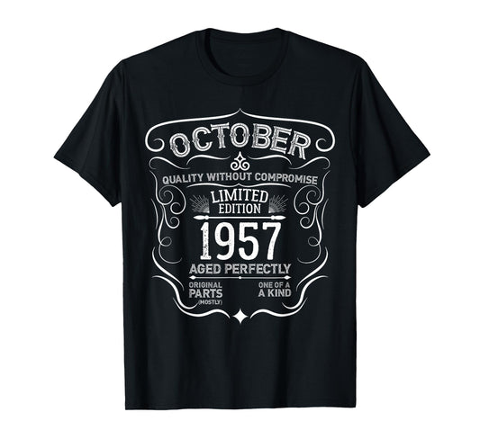 Vintage Limited Edition 1957 October Birthday T Shirt