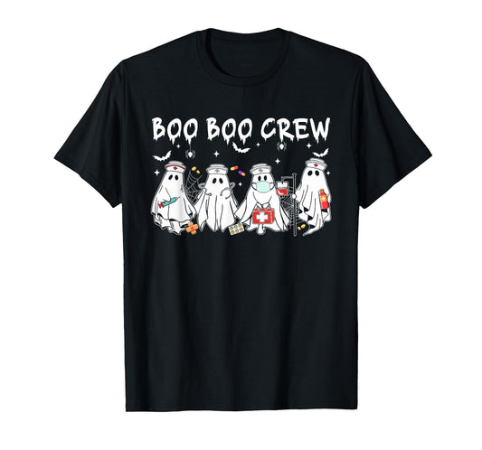 Boo Boo Crew Cute Ghost Nurses Women Halloween Scrub Top T-Shirt