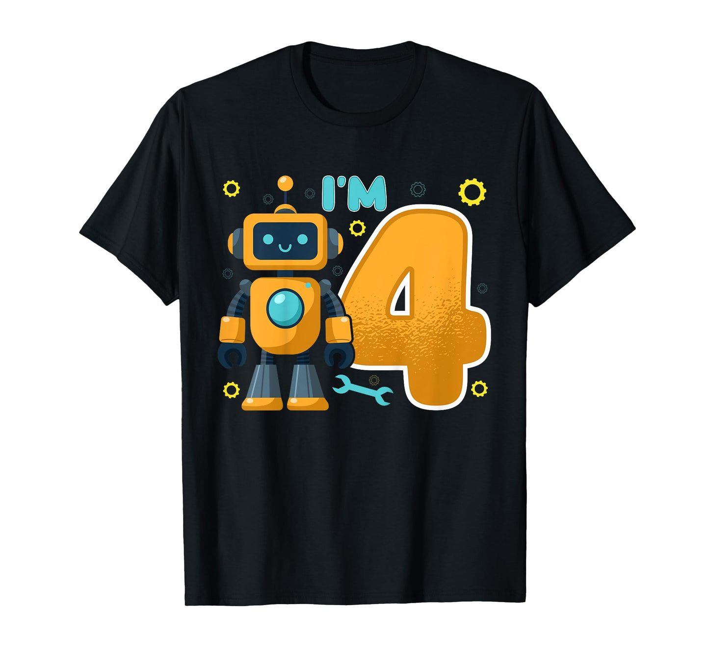 Kids I'm 4 Kids Four Years Old Robotics Robot 4th Birthday Party T-Shirt