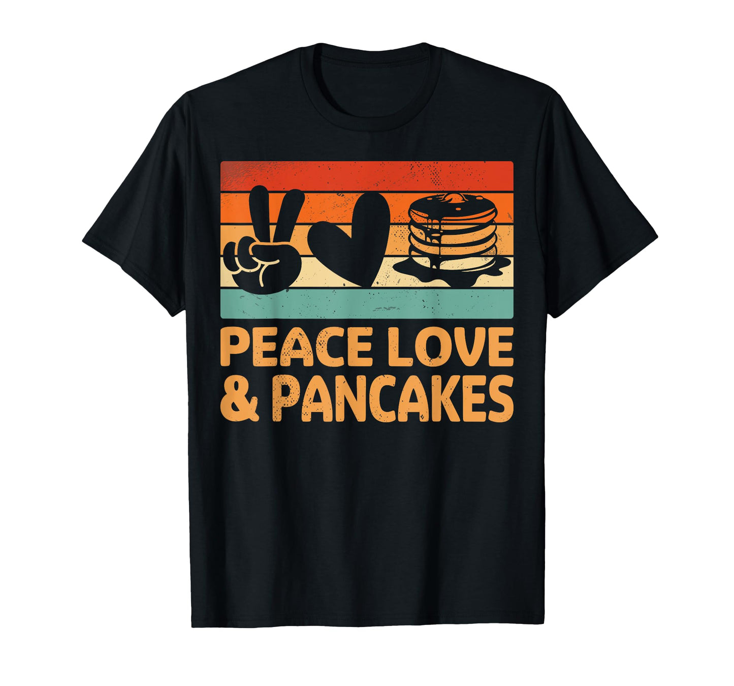 Peace Love and Pancakes - Retro Style Pancake Lover Gifts T-Shirt