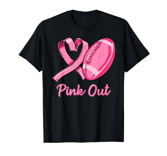 Pink Out Breast Cancer Awareness Bleached Football Mom Girls T-Shirt