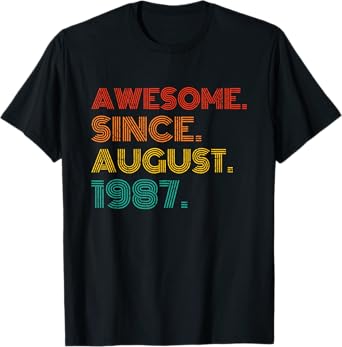 Awesome Since August 1987 Birthday Gifts Idea 1987 Vintage T-Shirt