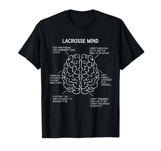Lacrosse Player Think Sayings Brain Funny Christmas Gift T-Shirt