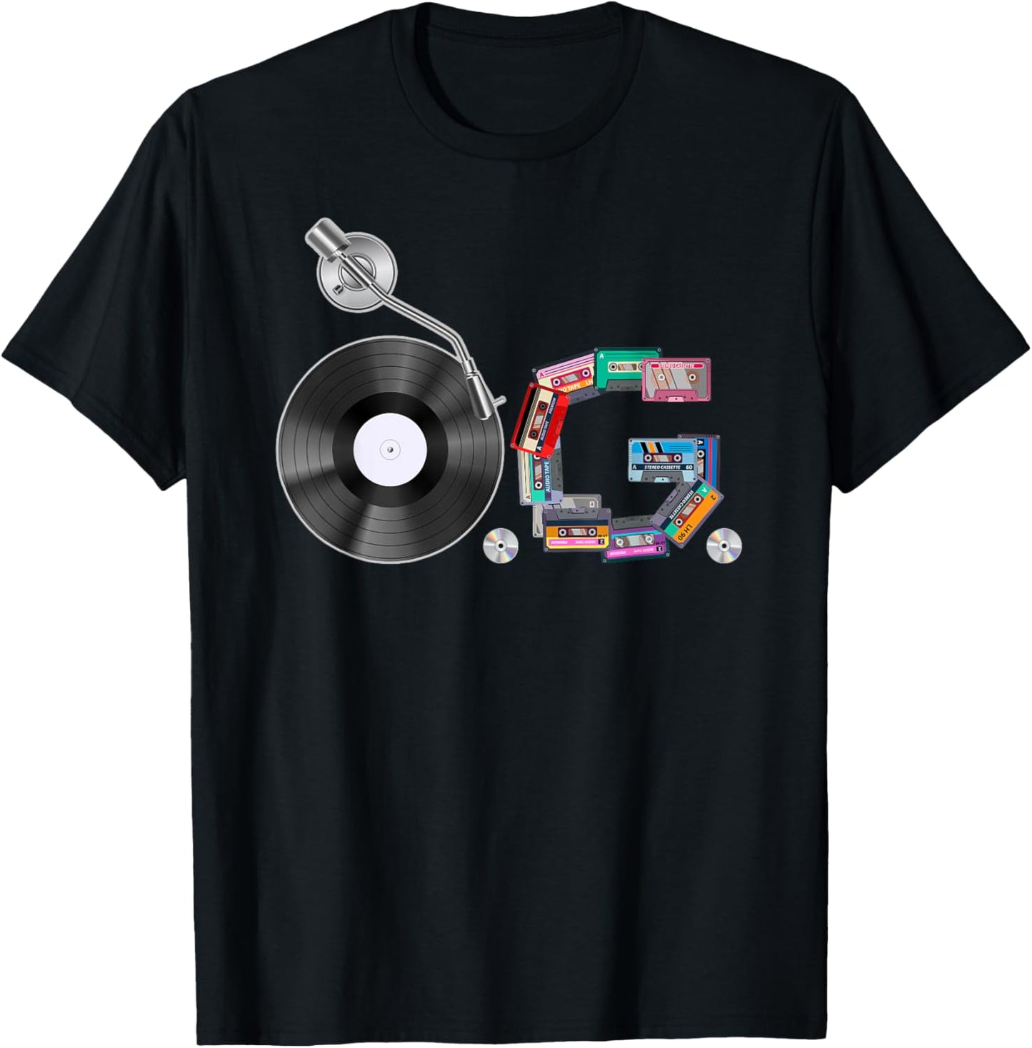 Old School OG Hip Hop Head Vinyl, CDs, Tapes 80s 90s Retro T-Shirt