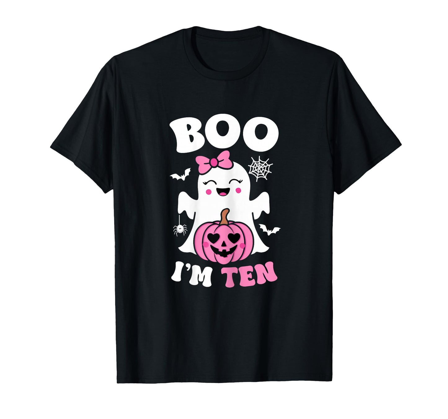 Ghost Boo I'm Ten Year 10th Birthday Girls Halloween Groovy T-Shirt