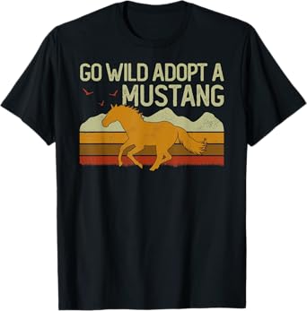 Vintage Sunset Horse Wild Mustang Go Wild Adopt A Mustang T-Shirt