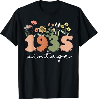 90 Years Old Vintage 1935 90th Birthday Tee Wildflower Women T-Shirt