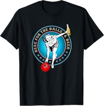 Funny Bowler Balls & Beer Women's Vintage Team Retro Bowling T-Shirt