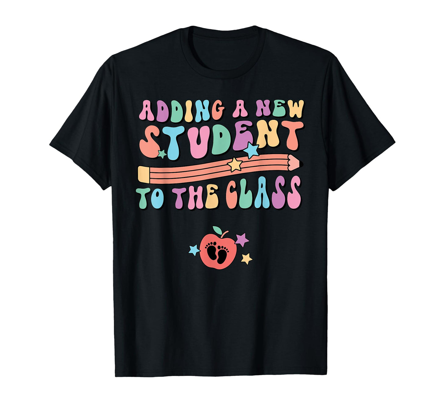 Retro Teacher Pregnancy Announcement New Student Baby Reveal T-Shirt
