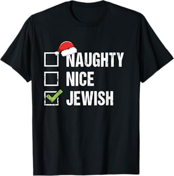 Naughty Nice Jewish Shirt Santa Jew Christmas Gift Hanukkah T-Shirt