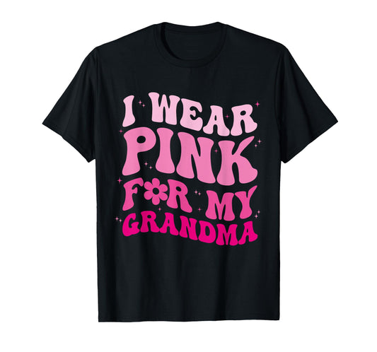 I Wear Pink for my Grandma Groovy Breast Cancer Women Kid T-Shirt