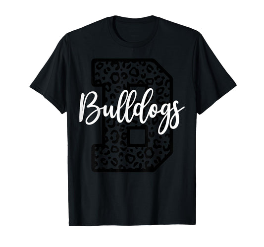 Bulldogs School Spirit Mascot Leopard Cheer Fan Game Day T-Shirt