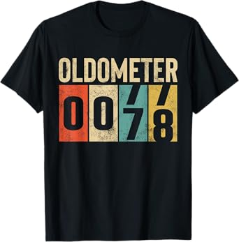 Funny 78 Years Old Oldometer Vintage 78th Birthday Odometer T-Shirt