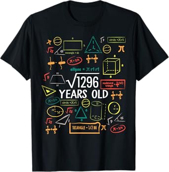 36 Years Old Square Root Math 36th Birthday Men Women T-Shirt