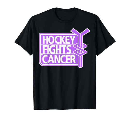 Hockey Fights Cancer Tees Adult Unisex Classic Fit Short Sleeve Black T-Shirt