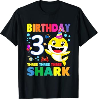 Birthday Kids Shark 3 Year Old 3rd Birthday Matching Family T-Shirt