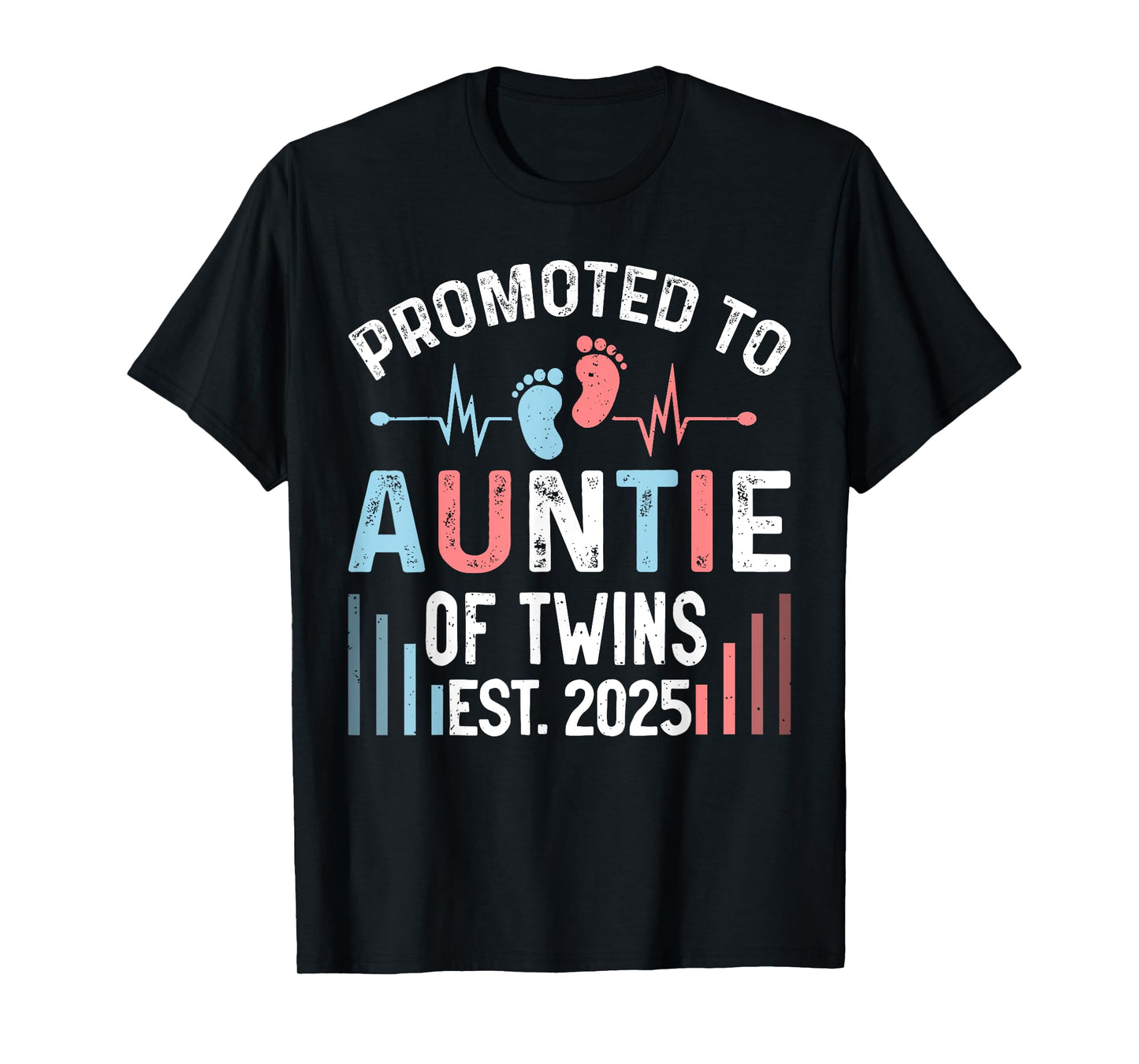 Promoted To Auntie Of Twins Est 2025 Twin Baby Shower T-Shirt