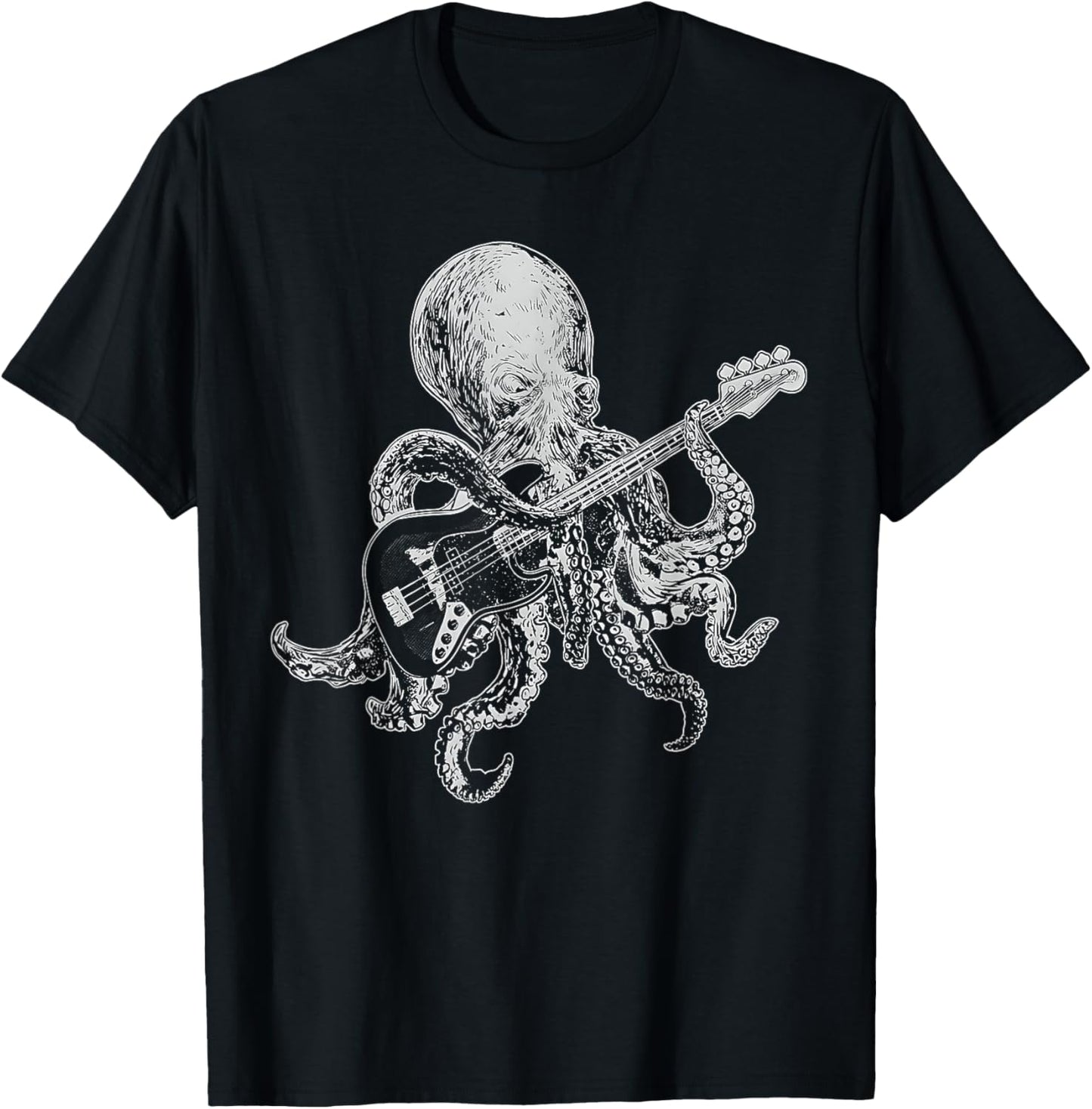 Octopus Playing Bass Guitar Shirt for Men Dad Octopus Lover T-Shirt