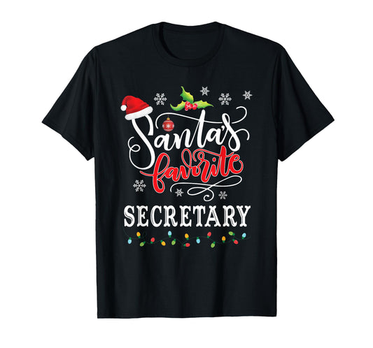 Santa's Favorite Secretary Funny Christmas Xmas Hat T-Shirt