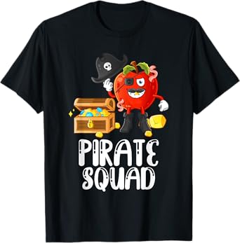 Pirate Squad Funny Apple Teacher Talk Like Pirate Day T-Shirt