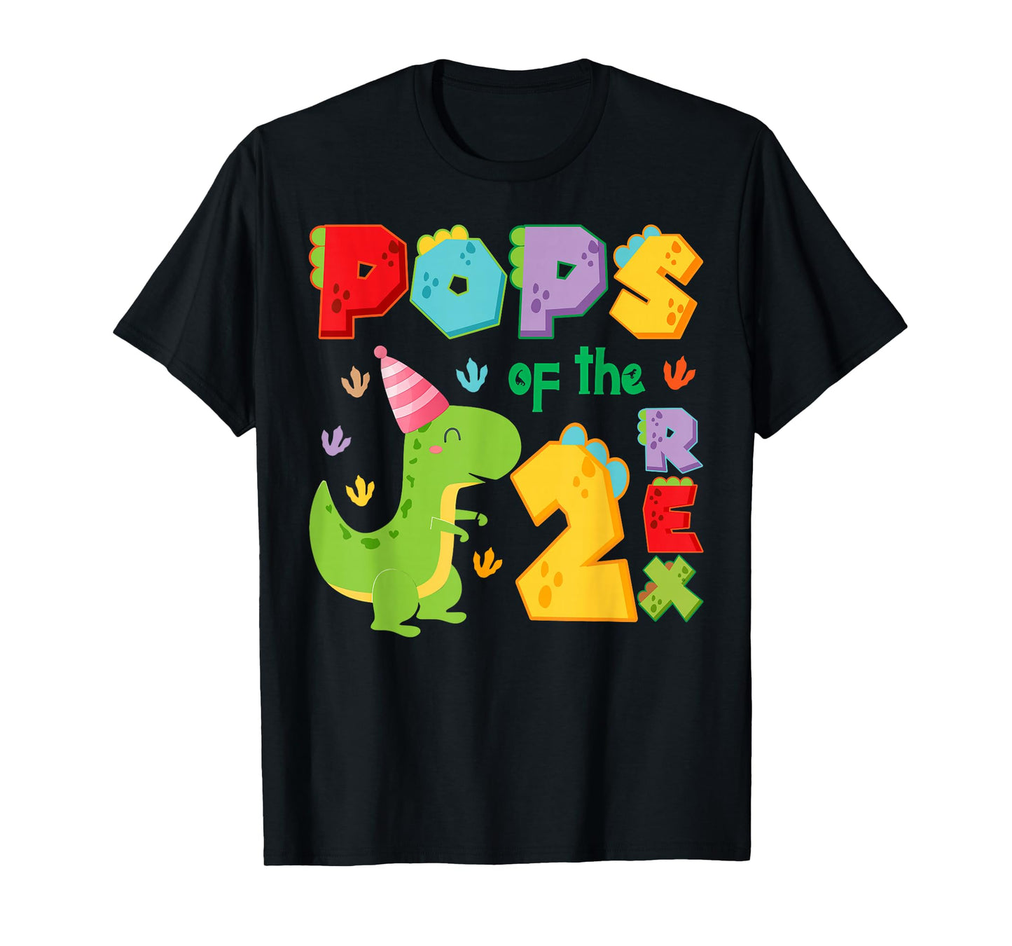 Pops of The Two Rex 2Nd Birthday Boy Dinosaur T-Rex T-Shirt