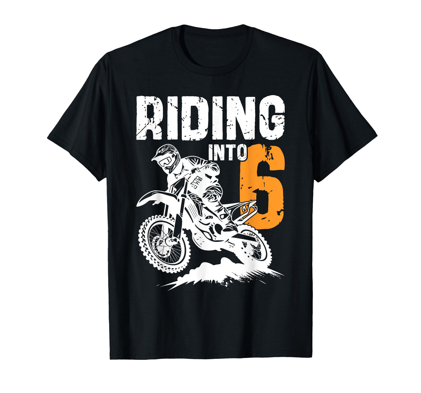Riding Into 6 Years Old 6th Birthday Boy Dirt Bike Party T-Shirt