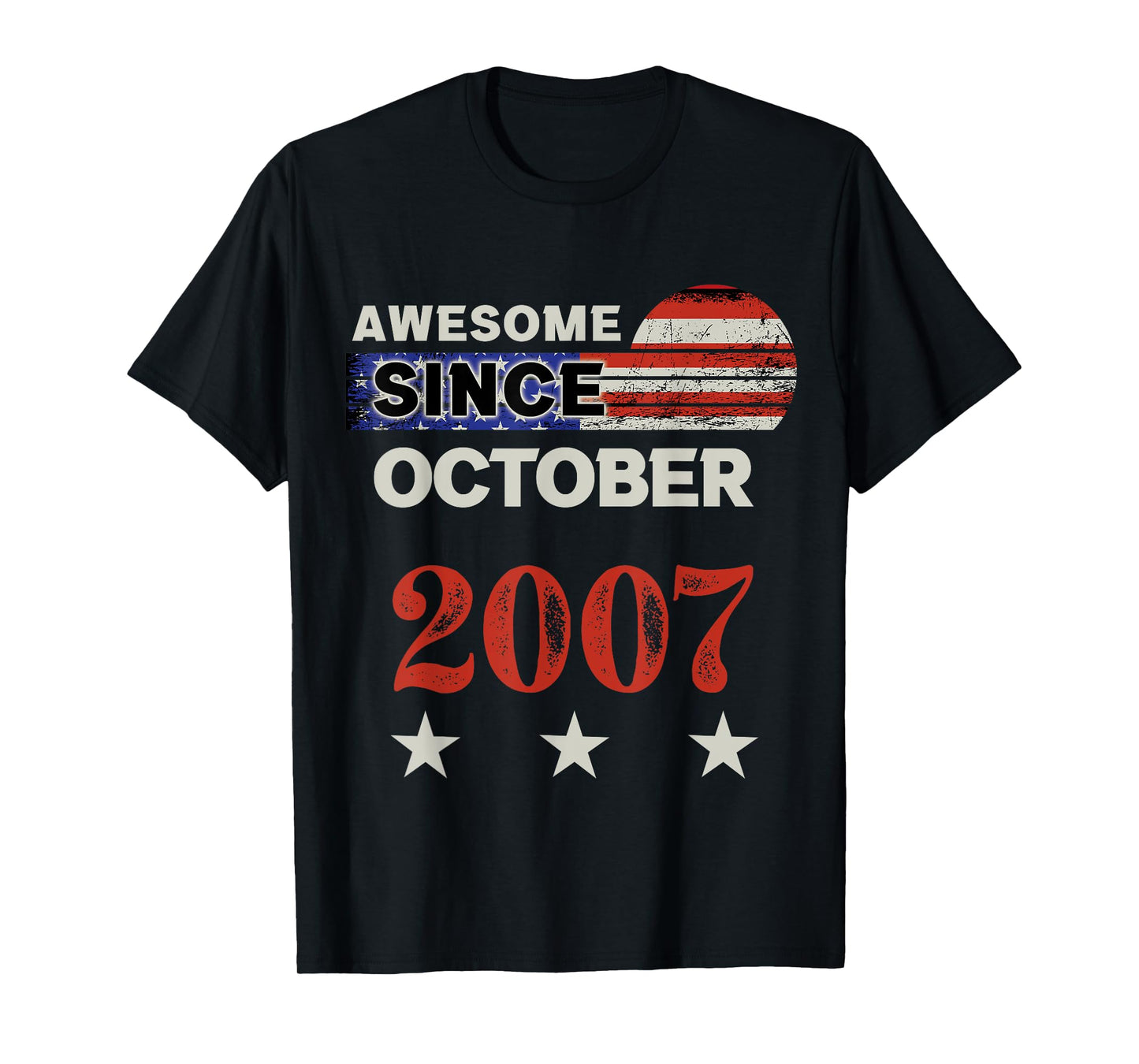 Awesome Since 2007 Vintage USA Flag Classic October 2007 T-Shirt
