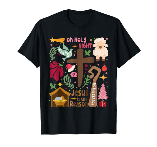 Jesus Is The Reason Christian Cross Christmas Xmas Pajamas T-Shirt