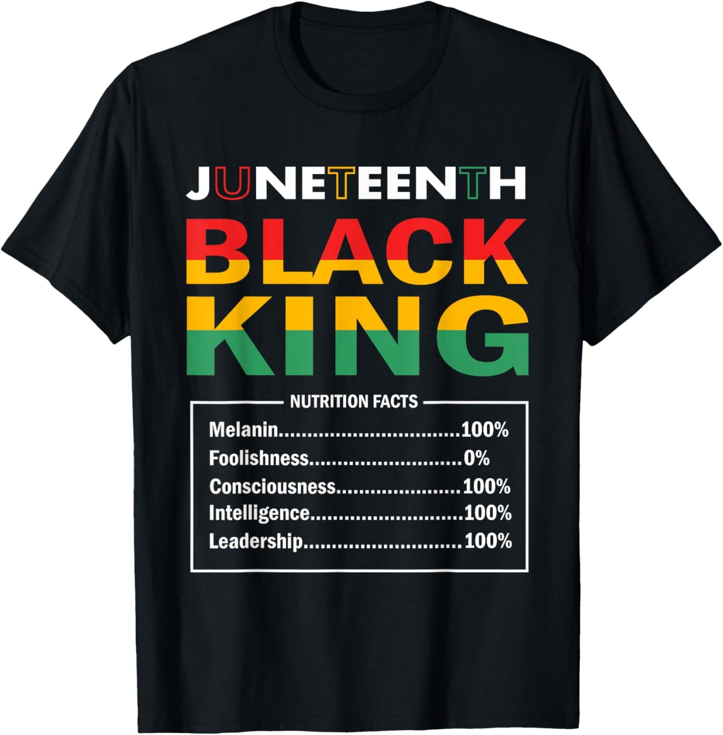 Juneteenth Black King Nutritional Facts Black History Month T-Shirt