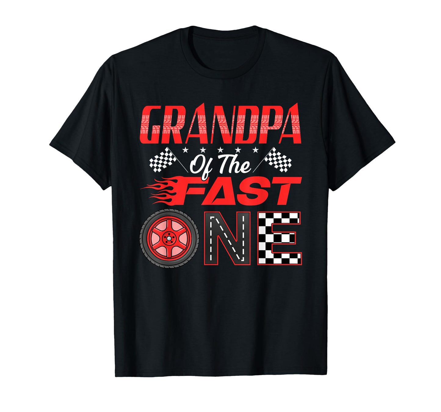 Grandpa of The Fast One First Birthday Racing Car Family T-Shirt