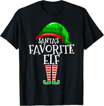 Santa's Favorite Elf Group Matching Family Christmas Gift,Short Sleeve T-Shirt