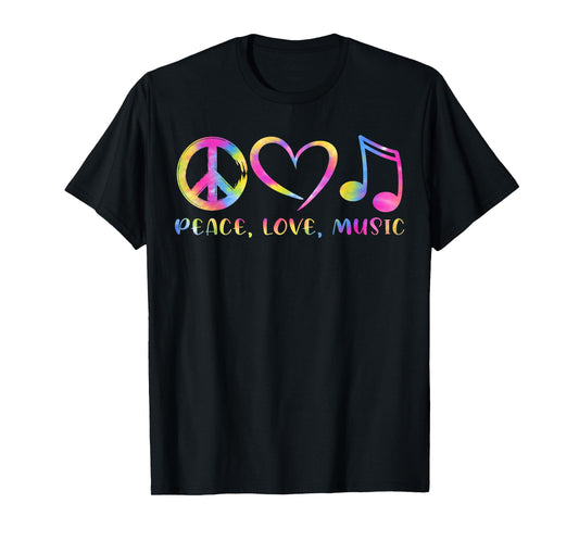 Cool Peace Love Music Tie Dye Men Women Kids T-Shirt