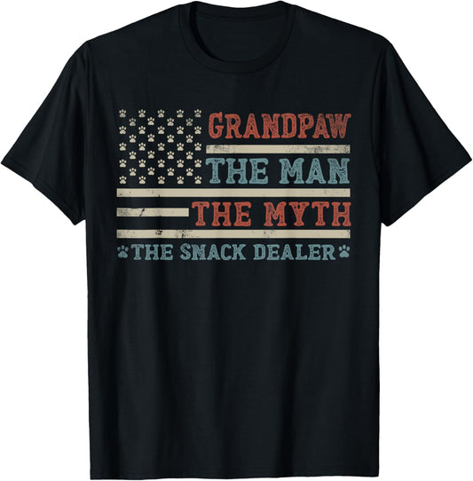 Grandpaw The Myth The Snack Dealer Fathers Day Dog Grandpa T-Shirt