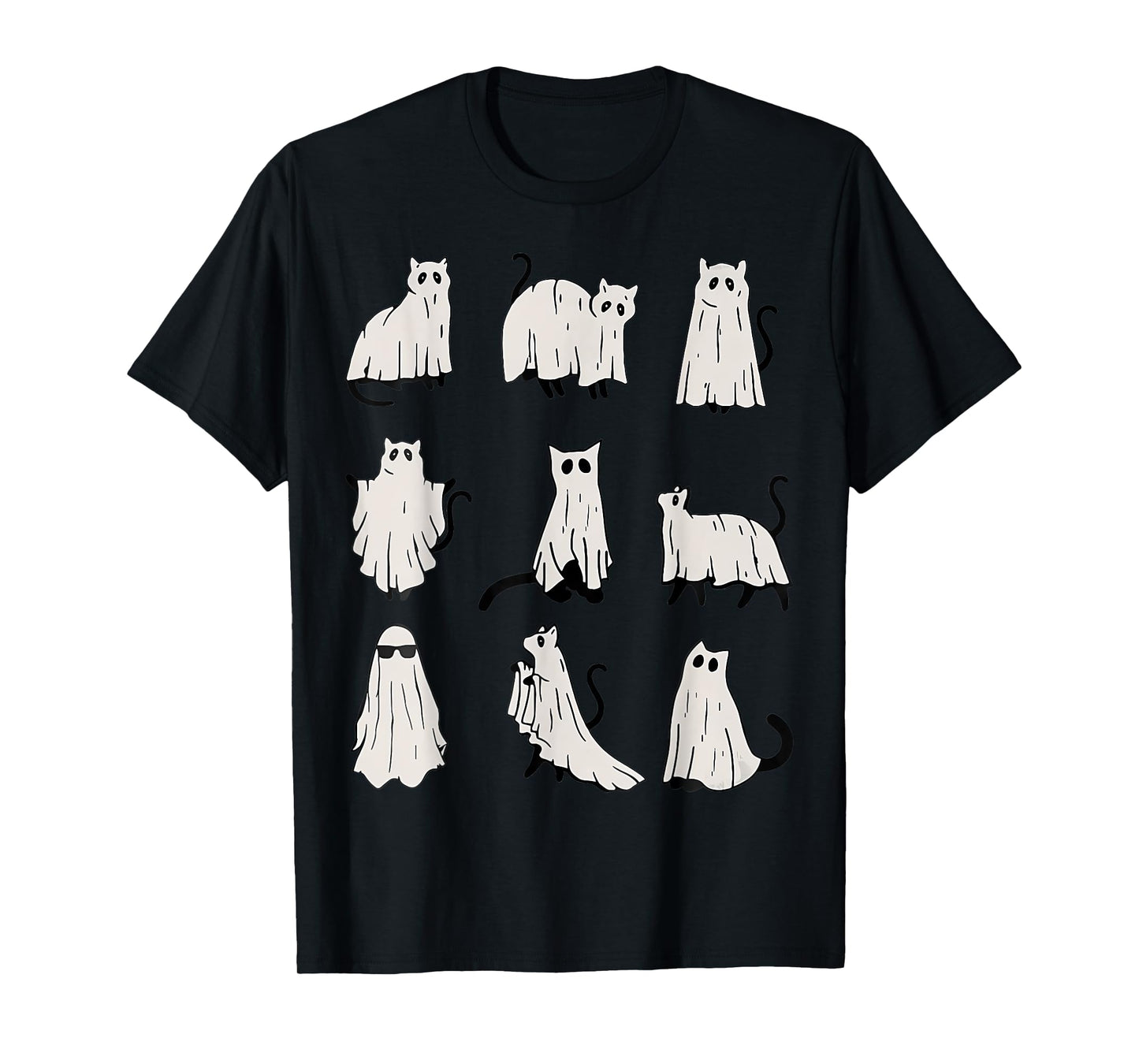 Cute Ghost Cat Funny Halloween Outfit Costumes T-Shirt