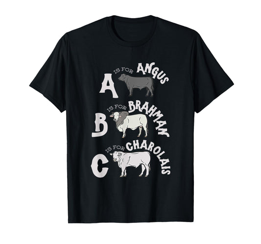 Cow Alphabet Kids Retro ABC Angus Brahman Charolais Toddlers T-Shirt