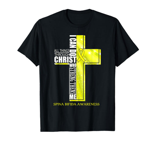 Spina Bifida Awareness Christian Cross Ribbon T-Shirt
