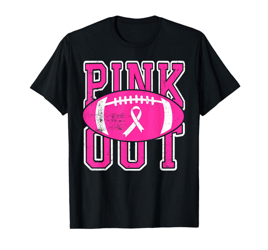 Pink Out American Football Tackle Breast Cancer Awareness T-Shirt