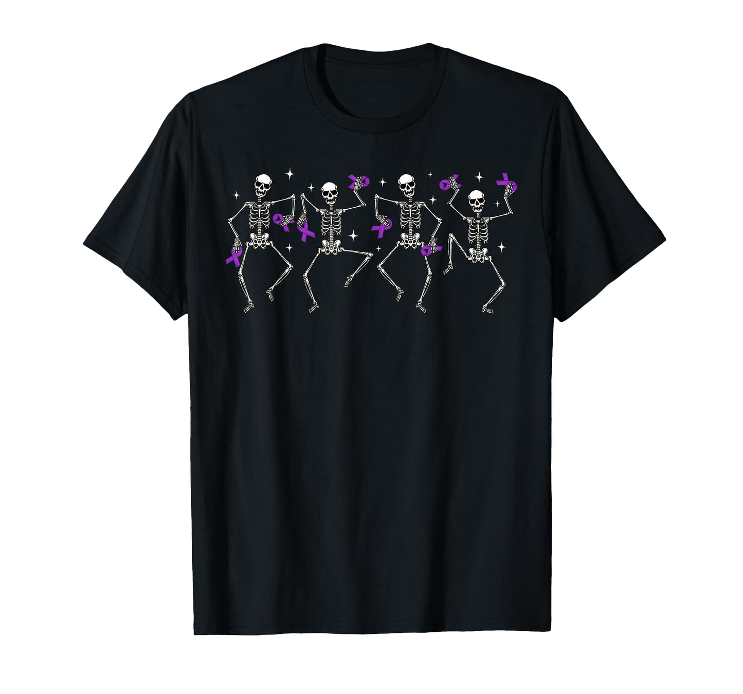 Domestic Violence Awareness Month Skeletons Purple Ribbon T-Shirt