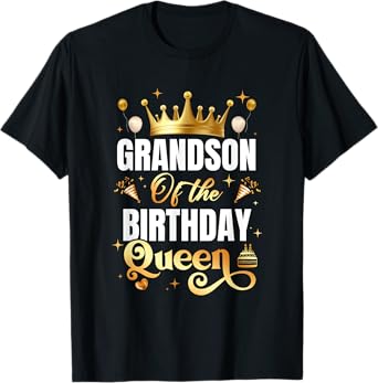 Grandson Of The Birthday Queen Funny Matching Birthday Party T-Shirt