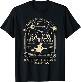 Retro Boho Celestial Salem Apothecary Witch Spooky Halloween T-Shirt