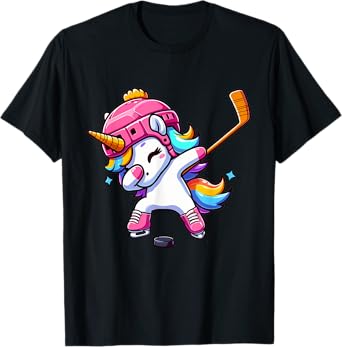 Cute Dabbing Unicorn Ice Hockey Girl Funny Ice Hockey T-Shirt