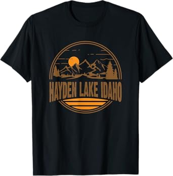 Vintage Hayden Lake, Idaho Mountain Hiking Souvenir Print T-Shirt