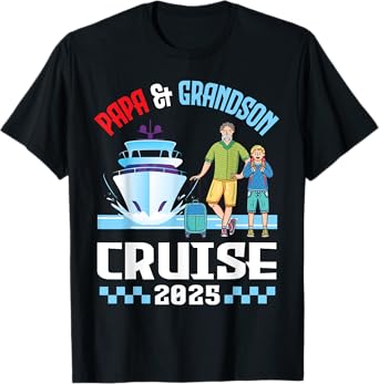 Papa & Grandson Cruise 2025 Family Vacation Cruising Trip T-Shirt